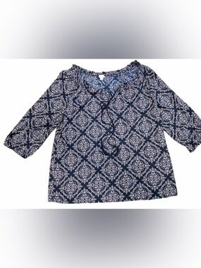 Women’s Navy Blue white Patterns blouses